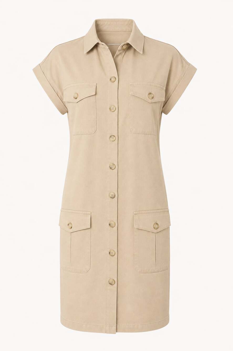 Tuckernuck Mill Khaki Button-Front Utility Shirt Dress Size XS